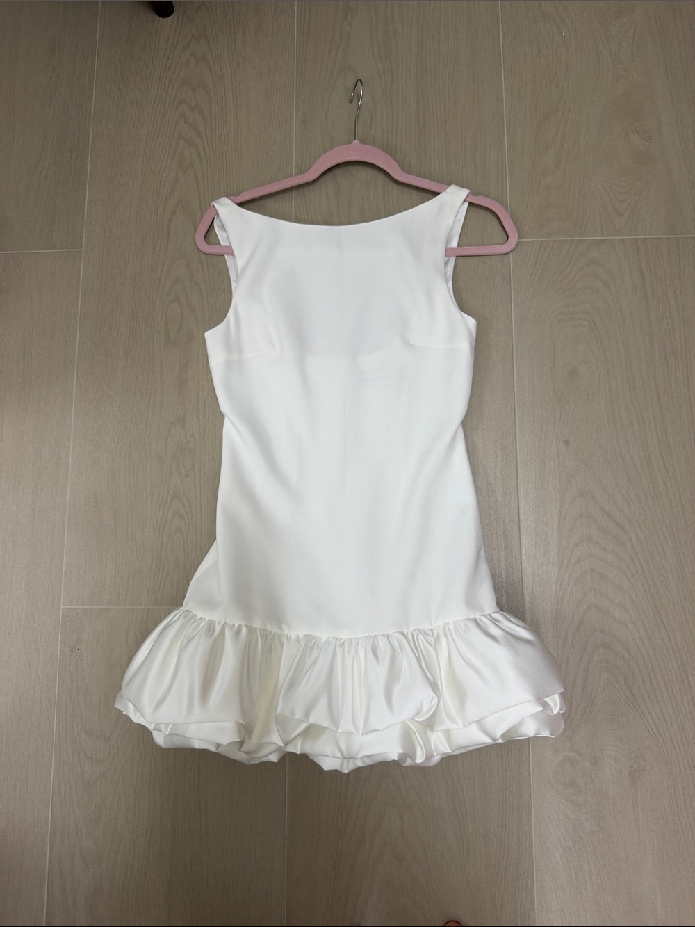 White Ruffle-Hem Mini Dress - Picture 1 of 2